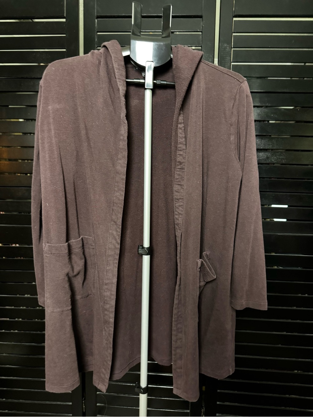 Eileen Fisher Hooded Open-Front Jacket - Maroon